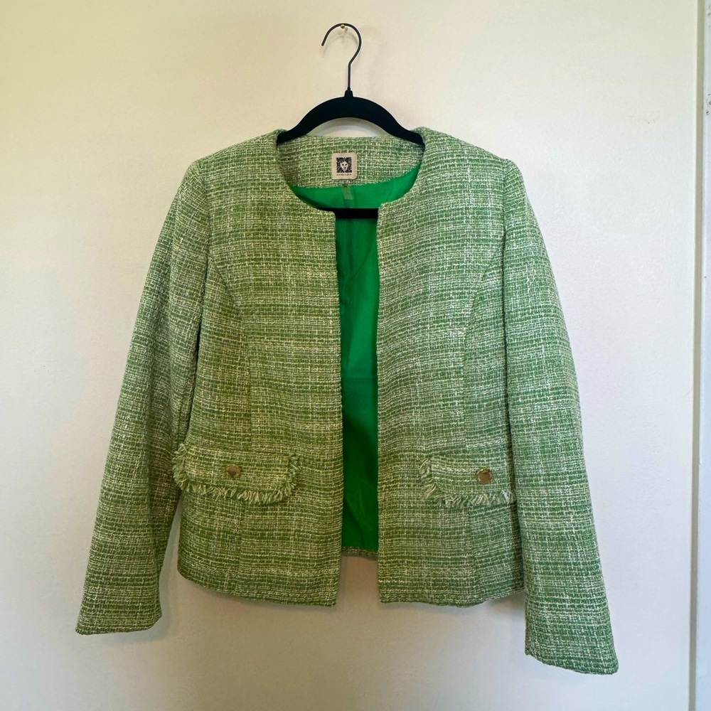Anne Klein Green Tweed Blazer - Size Small
